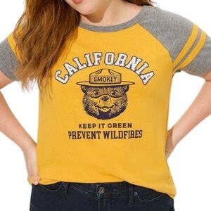 Size L: Torrid Smokey Bear Classic Fit Cotton Varsity Boat Neck Tee